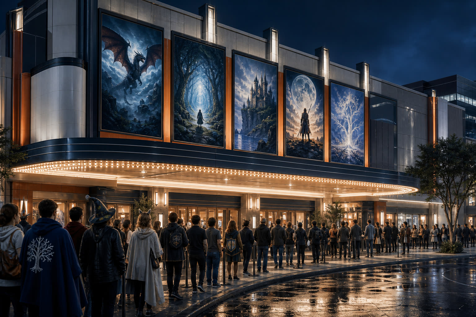 Cinéma diffusant des adaptations fantasy en soirée