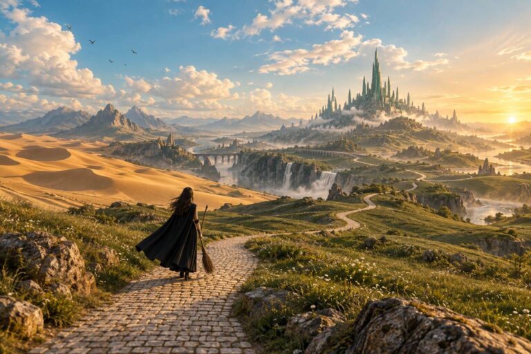 Illustration éditoriale du sujet : Découvrez la bande-annonce de Wicked : Partie 1, le remake du Magicien d'Oz raconté du point de vue fascinant de la Méchante Sorcière de l'Ouest
