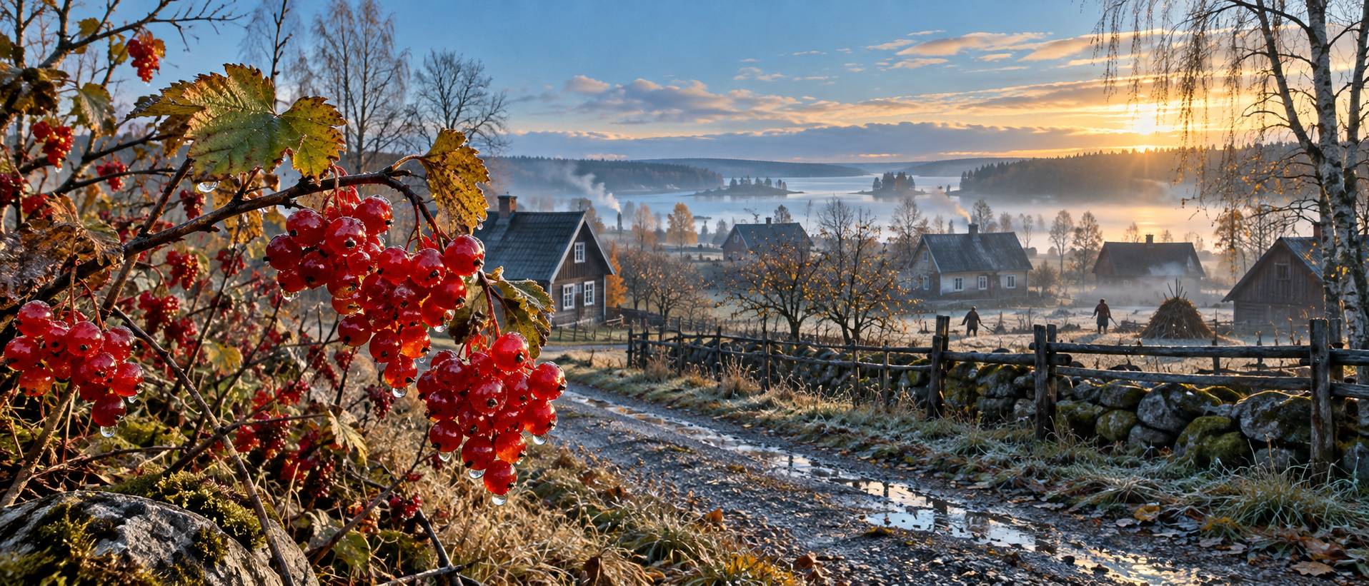 Illustration éditoriale du sujet : Les groseilles d’automne : un trésor rouge de novembre