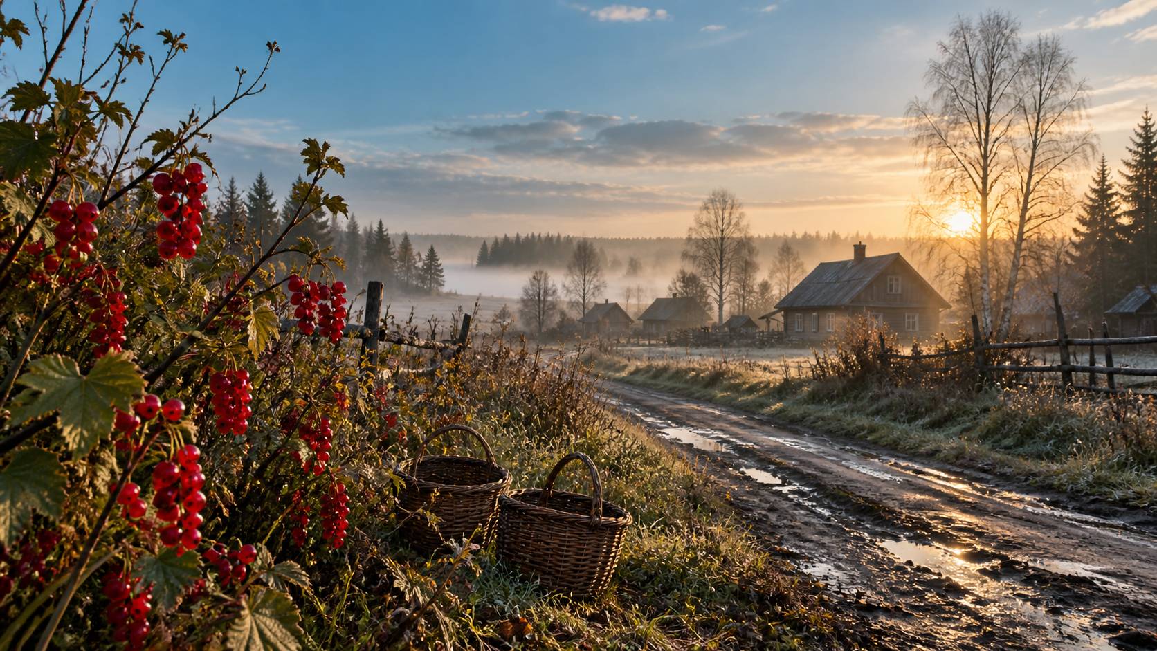 Illustration éditoriale du sujet : Les groseilles d’automne : un trésor rouge de novembre